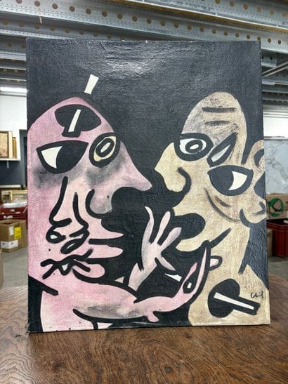 Ecole contemporaine
Deux personnages
Huile...