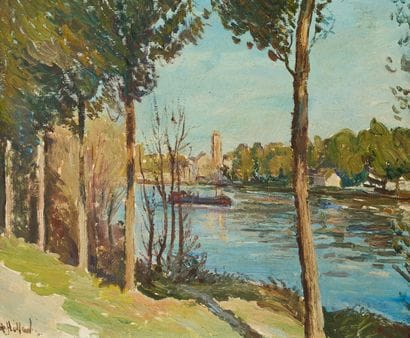 Ecole du XXe siècle
Paysage fluvial
Huile...