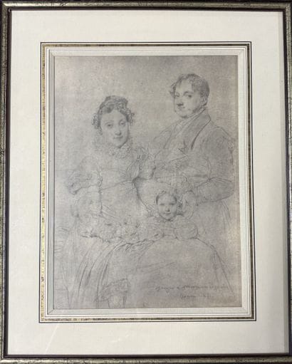 Sous-verre représentant un portrait de famille....