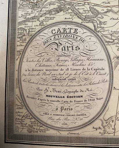 Environs de Paris 
Carte entoilée en 32 sections...