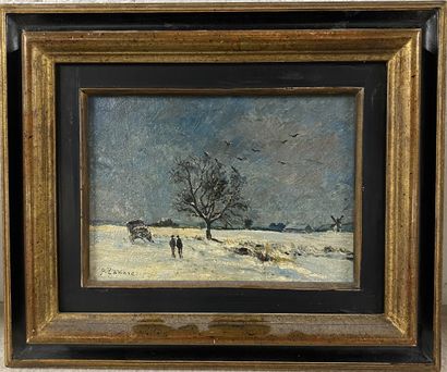 Ensemble de trois huiles sur toile représentant...