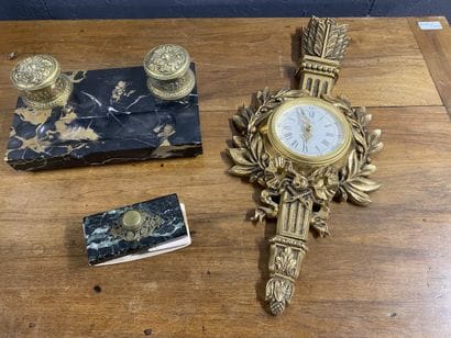 Encrier et tampon buvard en marbre et bronze
Joint...