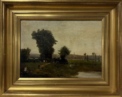 Ecole de Barbizon, ou suiveur de. 
Paysage...