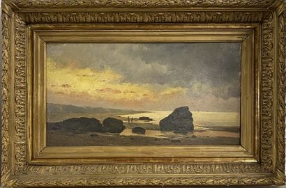 Paul GAGNEUX (1857-1892). 
Vue d'une plage...