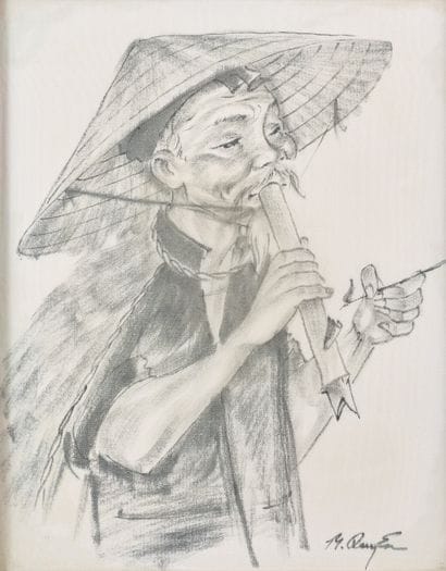 Vietnam, XXe siècle
Dessin au fusain sur...