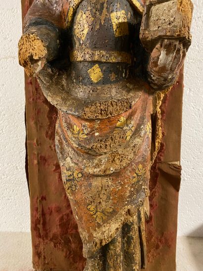 Groupe en bois sculpté et polychromie représentant...