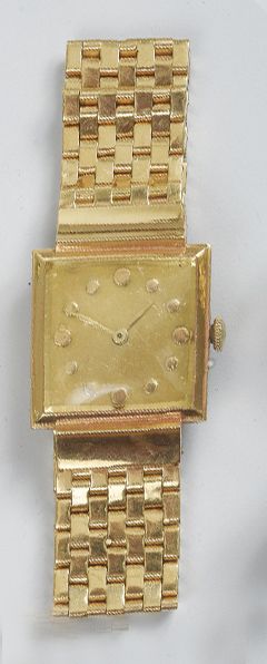MONTRE BRACELET d'homme en or jaune.
Pds...