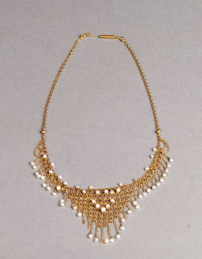 COLLIER collerette en or jaune orné de petites...