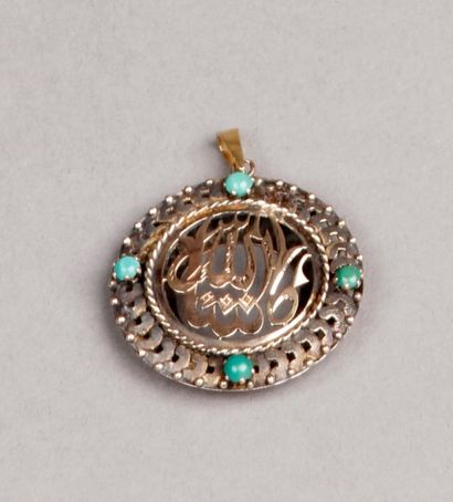 PENDENTIF circulaire en or jaune 14 carats,...