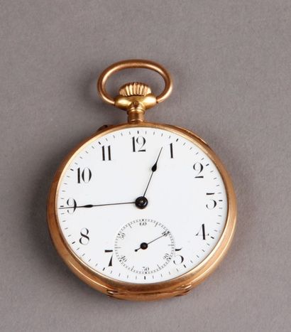 MONTRE de gousset en or jaune, cadran émaillé...