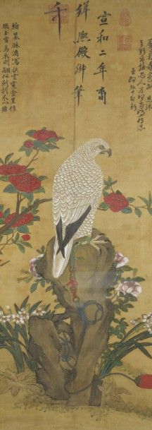 Importante PEINTURE représentant un rapace...