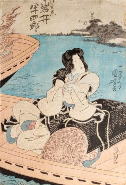 DEUX ESTAMPES japonaises représentant des...