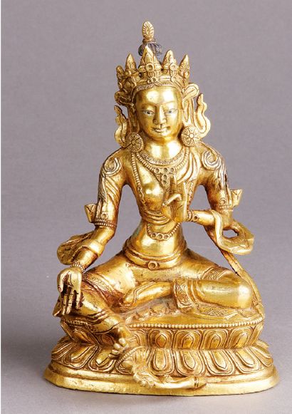 SUJET en bronze représentant une Tara assise...
