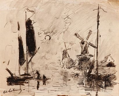 ALBERT LEBOURG (1849-1928)

Canal en Hollande...