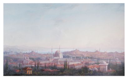 École italienne
Vue d'Istanbul
Gouache. 31...
