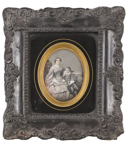 DAGUERRÉOTYPE
Femme avec enfant, ca. 1850....
