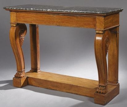 TABLE CONSOLE en acajou ouvrant à un tiroir,...