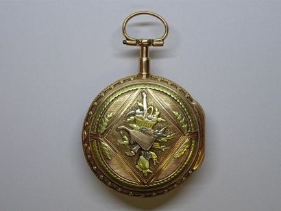Montre de poche en or jaune et or rose à...