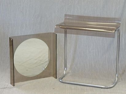 Console et miroir plexiglass fumé des années...