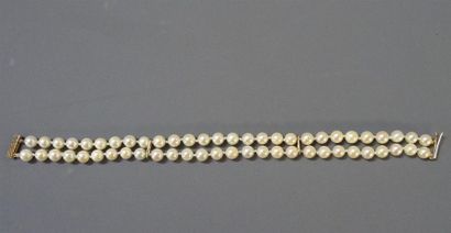 Bracelet à double rangs de perles de culture,...