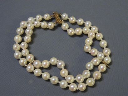 Bracelet à double rangs de perles de culture,...