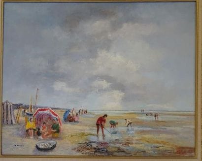 Charles POLLACI (1907-1989)
Plage 
huile...