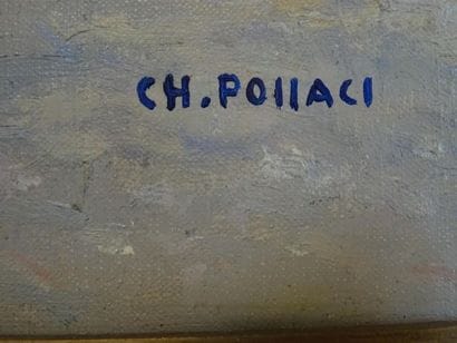 Charles POLLACI (1907-1989)
Plage 
huile...
