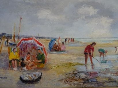 Charles POLLACI (1907-1989)
Plage 
huile...