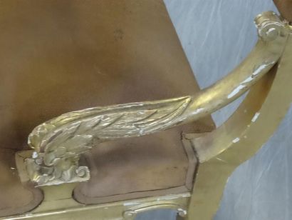 Fauteuil en bois doré XIXe style Louis XV
Accotoirs...