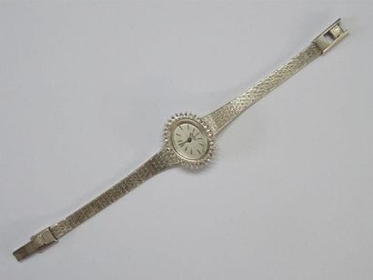 Montre bracelet de dame en or gris 800°/00,...