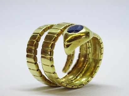 Bague serpent en or 750°/00, saphir en serti...