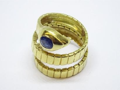 Bague serpent en or 750°/00, saphir en serti...