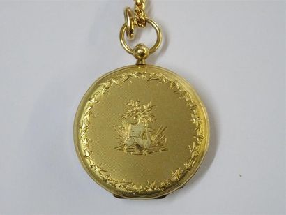 Montre de poche en or ciselé d'un décor de...
