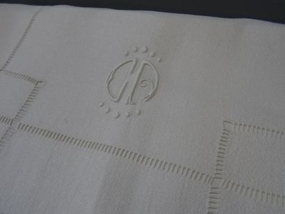 Nappe et quinze serviettes en coton, jour...