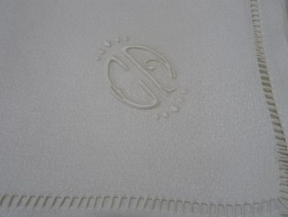 Nappe et quinze serviettes en coton, jour...