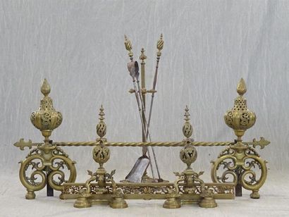 Nécessaire de cheminée Napoléon III et barre...
