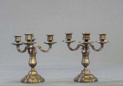Paire de candélabres en bronze argenté ,...