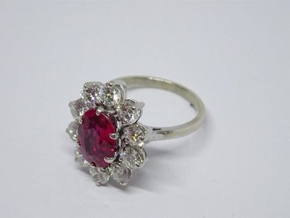Bague marguerite en or gris, sertie de dix...