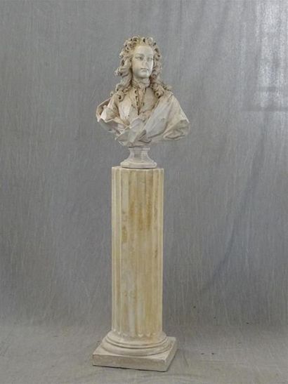 Louis XV enfant, buste en plâtre, sur colonne...