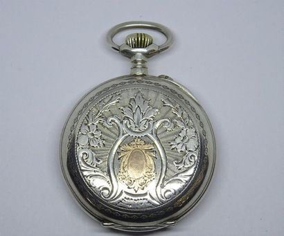 Montre de gousset en argent avec motif en...