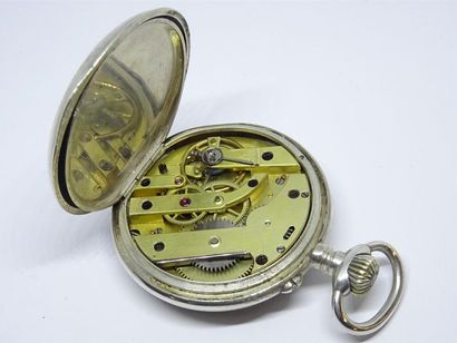 Montre de gousset en argent avec motif en...
