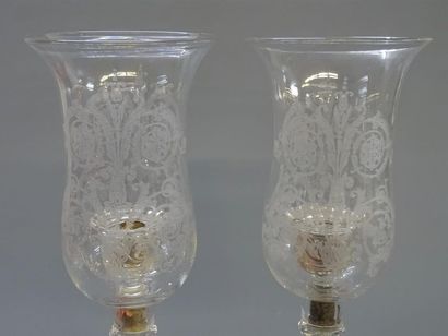 BACCARAT: 
Paire de photophores en cristal...