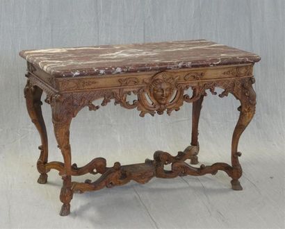Table à gibier en chêne sculpté formant console,...