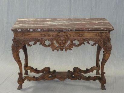 Table à gibier en chêne sculpté formant console,...