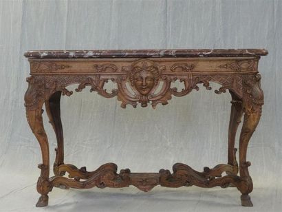 Table à gibier en chêne sculpté formant console,...
