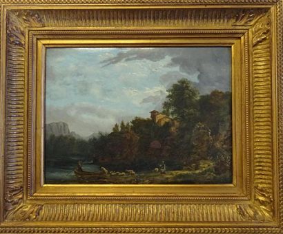 Ecole Française XIX°
Paysage de bord de rivière
huile...