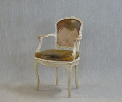 Fauteuil cabriolet de bureau en bois sculpté...