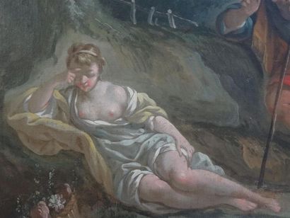 Ecole française XIX° dans le gout de Boucher,
Scène...
