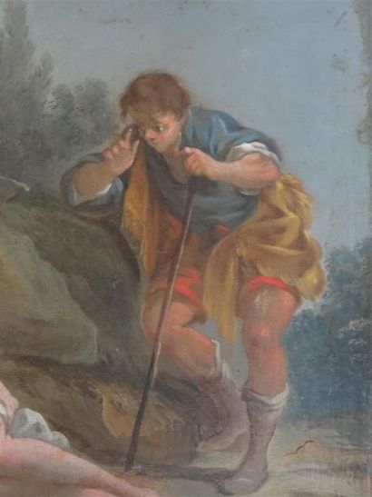 Ecole française XIX° dans le gout de Boucher,
Scène...