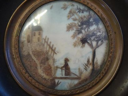 Ecole Française XIX°
Paysages 
Paire de miniatures...